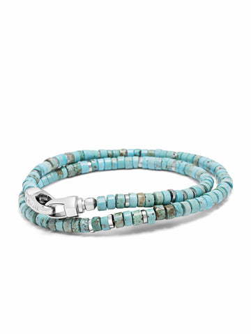 Nialaya Men's Beaded Bracelet Turquoise Heishi Wrap Bracelet Turquoise Heishi Wrap Bracelet